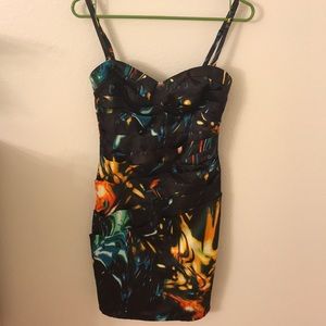 Lipsy London black ruched mini dress